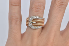 Load image into Gallery viewer, 18K 1960&#39;s Pave Diamond Encrusted Belt Buckle Ring Rose Gold