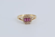 Load image into Gallery viewer, 14K Marquise Ruby Diamond Halo Vintage Ring Yellow Gold