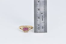 Load image into Gallery viewer, 14K Marquise Ruby Diamond Halo Vintage Ring Yellow Gold