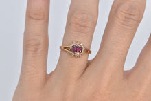 Load image into Gallery viewer, 14K Marquise Ruby Diamond Halo Vintage Ring Yellow Gold