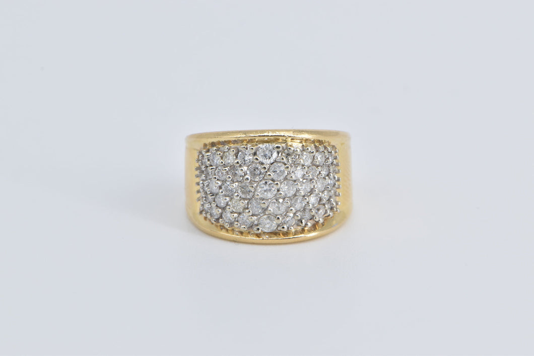 14K 1.00 Ctw Pave Diamond Encrusted Fashion Band Ring Yellow Gold