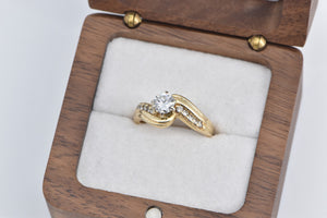 14K 0.75 Ctw Diamond Solitaire Bypass Engagement Ring Yellow Gold