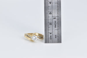 14K 0.75 Ctw Diamond Solitaire Bypass Engagement Ring Yellow Gold