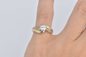 14K 0.75 Ctw Diamond Solitaire Bypass Engagement Ring Yellow Gold