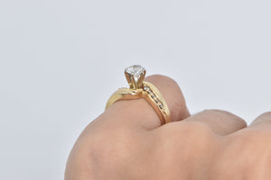 14K 0.75 Ctw Diamond Solitaire Bypass Engagement Ring Yellow Gold