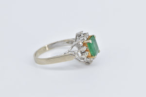 14K 1.50 Ctw Natural Emerald Diamond Engagement Ring Yellow Gold