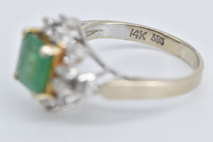 14K 1.50 Ctw Natural Emerald Diamond Engagement Ring Yellow Gold