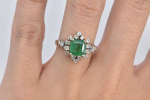 14K 1.50 Ctw Natural Emerald Diamond Engagement Ring Yellow Gold