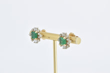 Load image into Gallery viewer, 14K 2.30 Ctw Natural Emerald Diamond Vintage Stud Earrings Yellow Gold