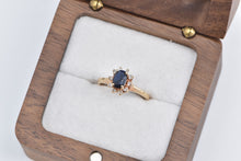 Load image into Gallery viewer, 10K Oval Natural Sapphire Diamond Halo Engagement Ring Yellow Gold