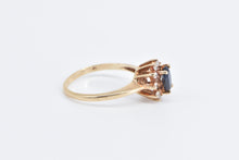 Load image into Gallery viewer, 10K Oval Natural Sapphire Diamond Halo Engagement Ring Yellow Gold