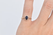 Load image into Gallery viewer, 10K Oval Natural Sapphire Diamond Halo Engagement Ring Yellow Gold