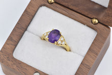 Load image into Gallery viewer, 18K Oval Amethyst Diamond Cluster Engagement Ring Yellow Gold