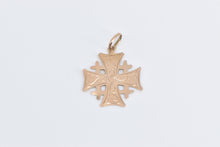 Load image into Gallery viewer, 14K Scroll Engraved Jerusalem Cross Symbol Charm/Pendant Yellow Gold