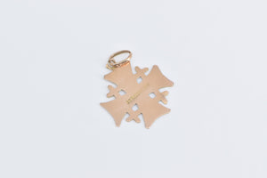 14K Scroll Engraved Jerusalem Cross Symbol Charm/Pendant Yellow Gold