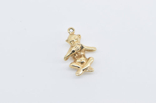 14K Speak No Evil Monkey Novelty 3D Symbol Charm/Pendant Yellow Gold