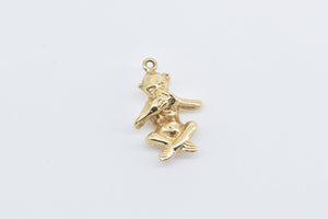 14K Speak No Evil Monkey Novelty 3D Symbol Charm/Pendant Yellow Gold