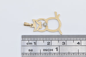 14K Diamond Accent Owl Cut Out Wisdom Symbol Charm/Pendant Yellow Gold