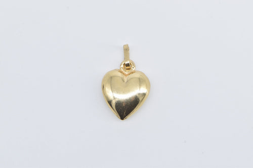 14K Puffy Heart Vintage Forget Me Not Love Charm/Pendant Yellow Gold