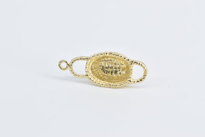 14K 3D Vintage Picnic Woven Basket Charm/Pendant Yellow Gold