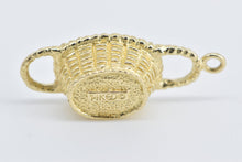 Load image into Gallery viewer, 14K 3D Vintage Picnic Woven Basket Charm/Pendant Yellow Gold