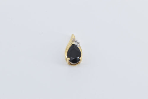 14K Pear Black Onyx Diamond Accent Fashion Pendant Yellow Gold