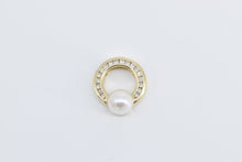 Load image into Gallery viewer, 14K 0.32 Ctw Diamond Pearl Vintage Circle Round Pendant Yellow Gold