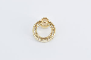 14K 0.32 Ctw Diamond Pearl Vintage Circle Round Pendant Yellow Gold