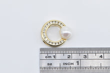 Load image into Gallery viewer, 14K 0.32 Ctw Diamond Pearl Vintage Circle Round Pendant Yellow Gold