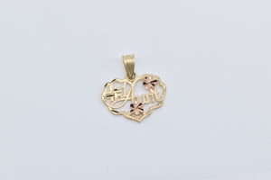 14K #1 Number One Aunt Family Word Cut Out Charm/Pendant Yellow Gold