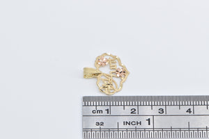 14K #1 Number One Aunt Family Word Cut Out Charm/Pendant Yellow Gold