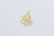 Load image into Gallery viewer, 14K Rose Flower Ornate Romantic Love Symbol Charm/Pendant Yellow Gold