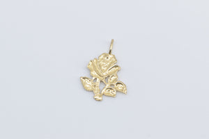 14K Rose Flower Ornate Romantic Love Symbol Charm/Pendant Yellow Gold