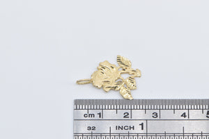 14K Rose Flower Ornate Romantic Love Symbol Charm/Pendant Yellow Gold