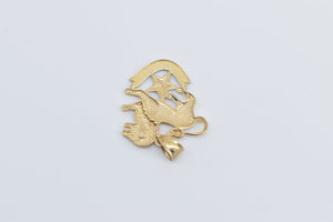 14K Leo Zodiac Star Sign Astrology Lion Charm/Pendant Yellow Gold