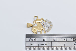 14K Leo Zodiac Star Sign Astrology Lion Charm/Pendant Yellow Gold