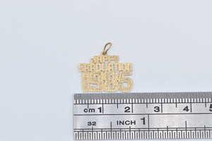 14K Happy Graduation 1985 Word Cut Out Charm/Pendant Yellow Gold