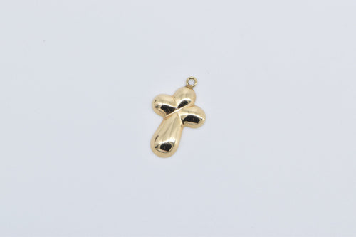 14K Puffy Cross Christian Faith Jesus Symbol Charm/Pendant Yellow Gold