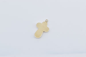 14K Puffy Cross Christian Faith Jesus Symbol Charm/Pendant Yellow Gold