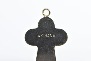 14K Puffy Cross Christian Faith Jesus Symbol Charm/Pendant Yellow Gold