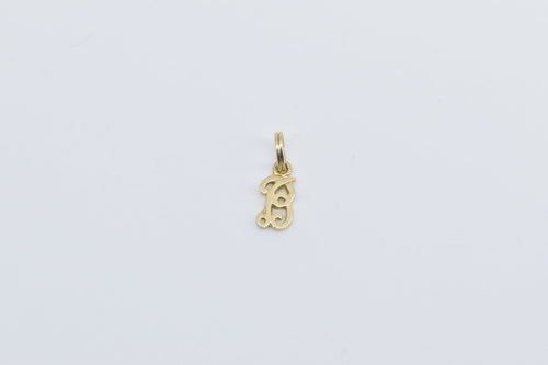 14K B Cursive Letter Monogram Initial Charm/Pendant Yellow Gold