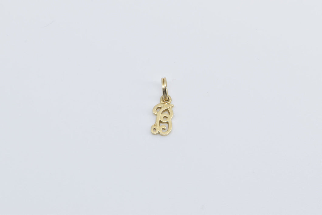 14K B Cursive Letter Monogram Initial Charm/Pendant Yellow Gold