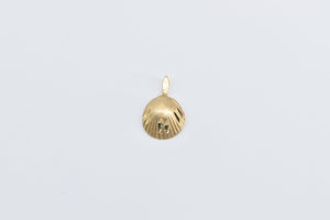 14K Scallop Sea Shell Diamond Cut Ocean Motif Charm/Pendant Yellow Gold