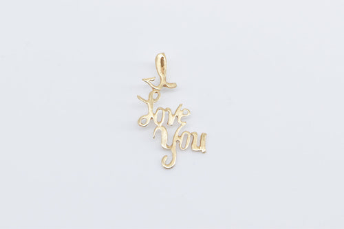 14K I Love You Word Cut Out Cursive Message Charm/Pendant Yellow Gold