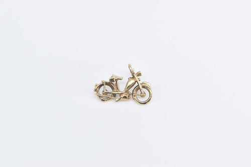 14K 3D Motorcycle Vintage Travel Biker Chopper Charm/Pendant Yellow Gold