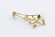 Load image into Gallery viewer, 14K Victorian Seed Pearl Dangle Drop Statement Pendant Yellow Gold