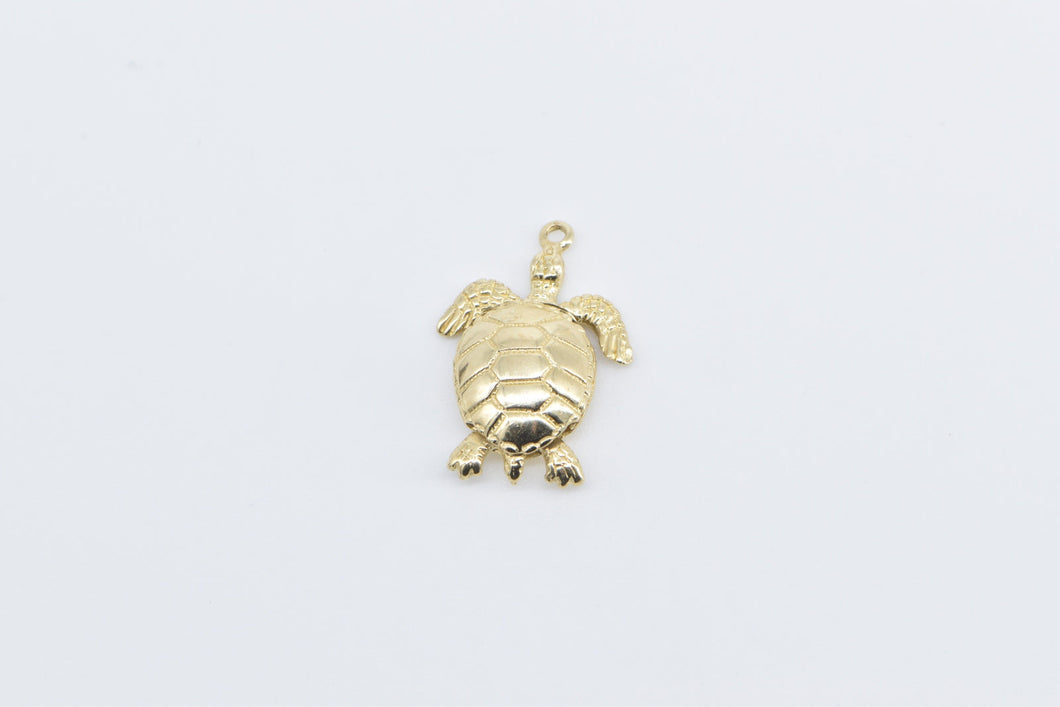 14K 3D Articulated Sea Turtle Ocean Animal Charm/Pendant Yellow Gold