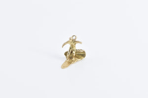 14K 3D Surfer Wave Rider Surf Sports Beach Charm/Pendant Yellow Gold