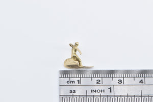 14K 3D Surfer Wave Rider Surf Sports Beach Charm/Pendant Yellow Gold