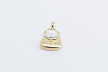 Load image into Gallery viewer, 14K Vintage Diamond Two Tone Purse Hand Bag Pendant Yellow Gold